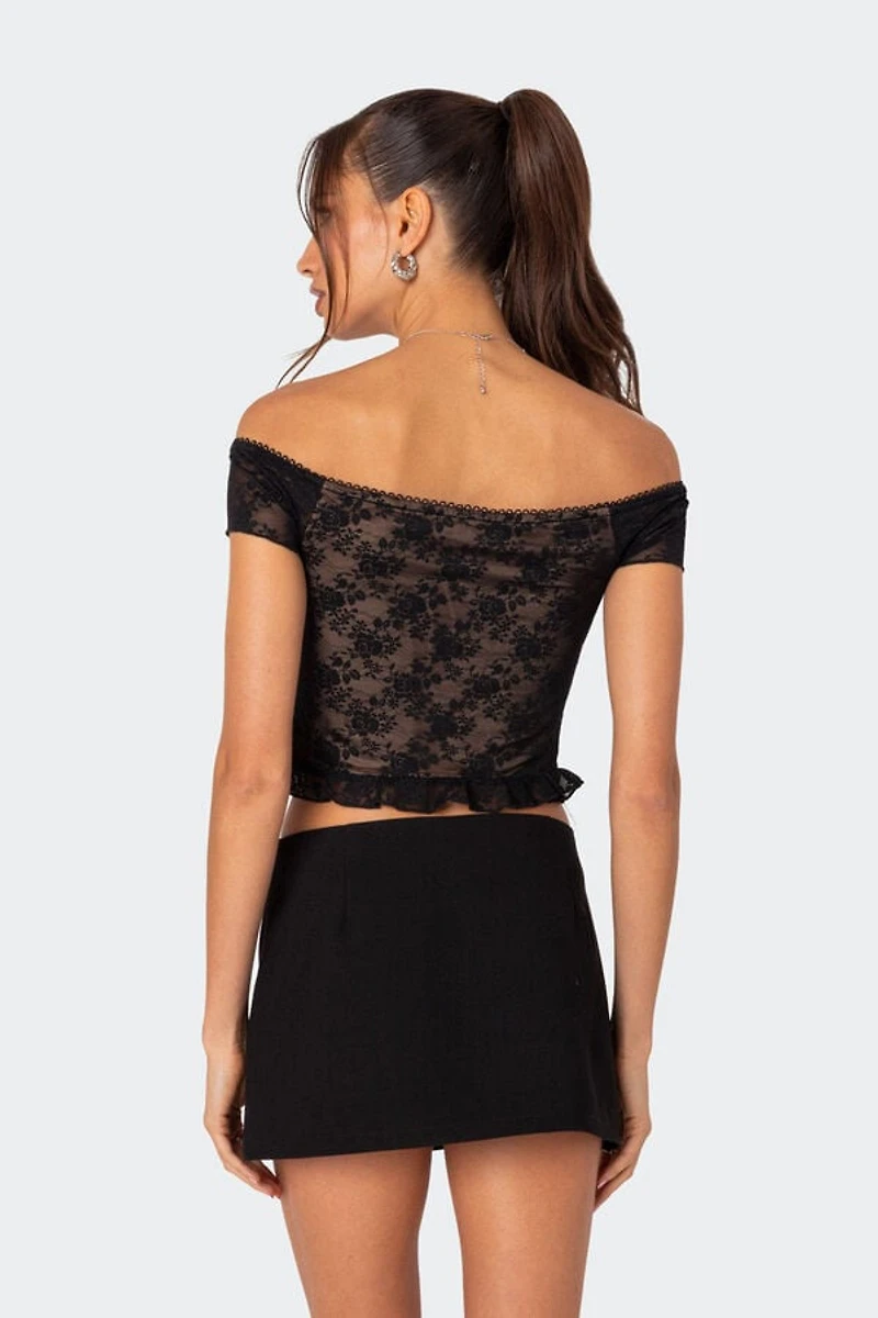 Edikted Addie Off Shoulder Lace Top