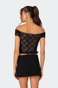 Edikted Addie Off Shoulder Lace Top