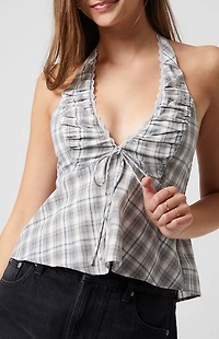 Beverly and Beck Plaid Zara Halter Top