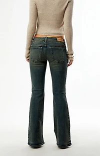 Pacsun Alana Ultra Low Rise Flare Jeans Tinted Dark Blue