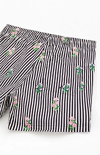 Pacsun Black Striped Bouquet 4.5" Swim Trunks
