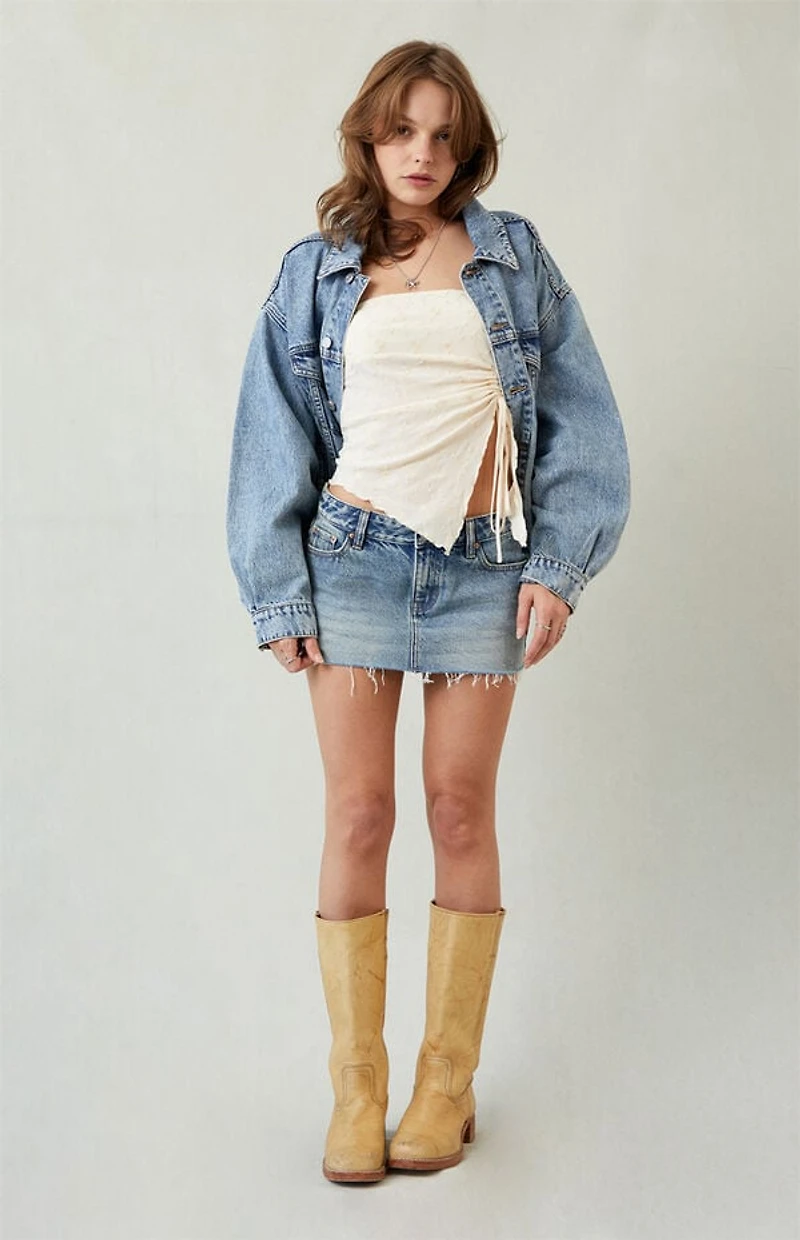 Pacsun Piper Medium Indigo Low Rise Micro Denim Mini Skirt