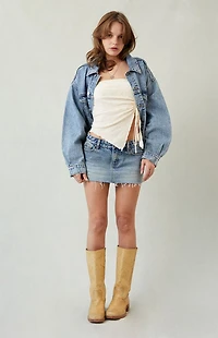 Pacsun Piper Medium Indigo Low Rise Micro Denim Mini Skirt