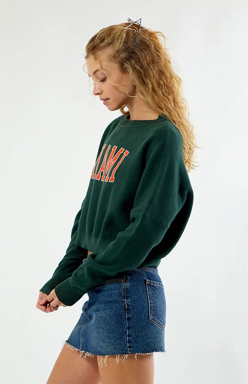 HYPE & VICE Miami Hurricanes Ivy Knit Cropped Sweater