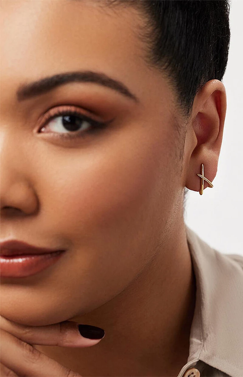 Ana Luisa Sloane Pave Gold Stud Earrings