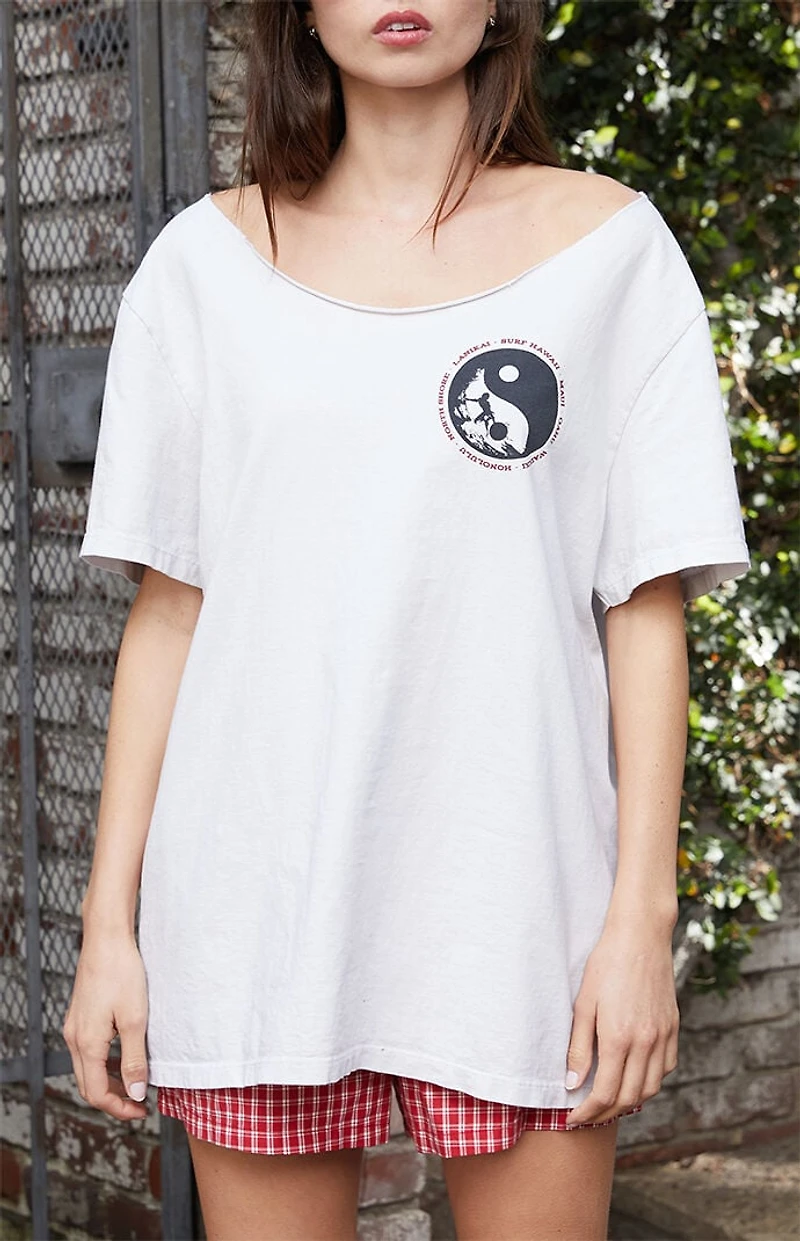 John Galt Surf Hawaii Oversized Off The-Shoulder T-Shirt