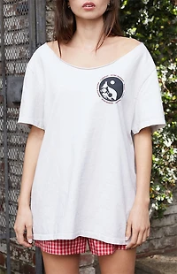 John Galt Surf Hawaii Oversized Off The-Shoulder T-Shirt