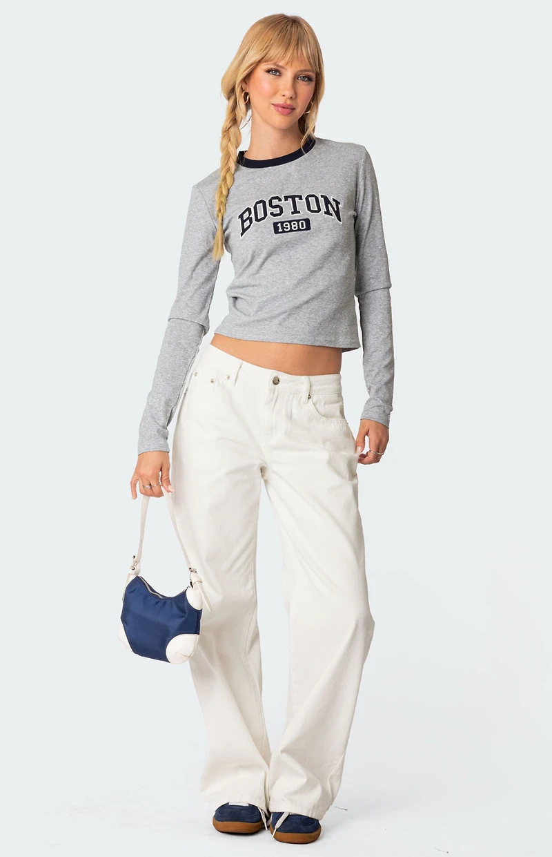 Edikted Boston Long Sleeve T-Shirt