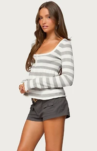 Edikted Lockie Striped Knit Babydoll Top