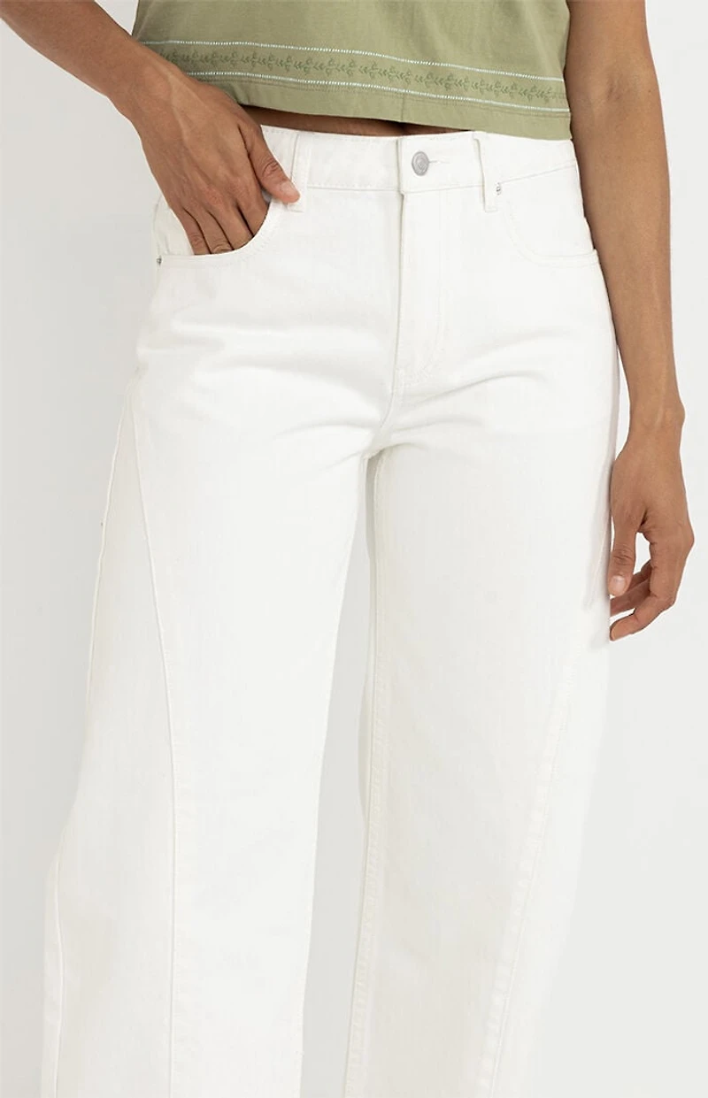 Rhythm White Low Rise Barrel Jeans