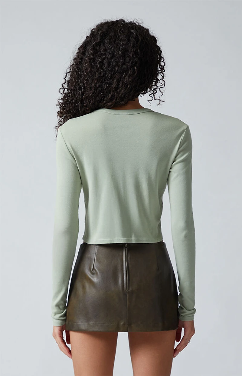 Third Charm Butterfly Long Sleeve Cropped T-Shirt