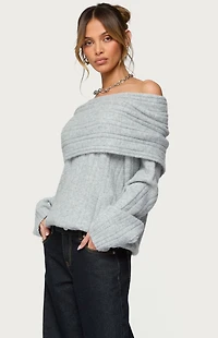 Edikted Kadenna Oversized Off Shoulder Sweater