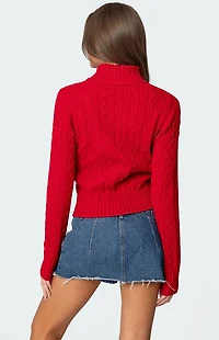 Edikted Ryn Zip Up Cable Knit Cardigan