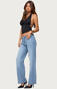 Edikted Layered Lacey Cowl Neck Halter Top