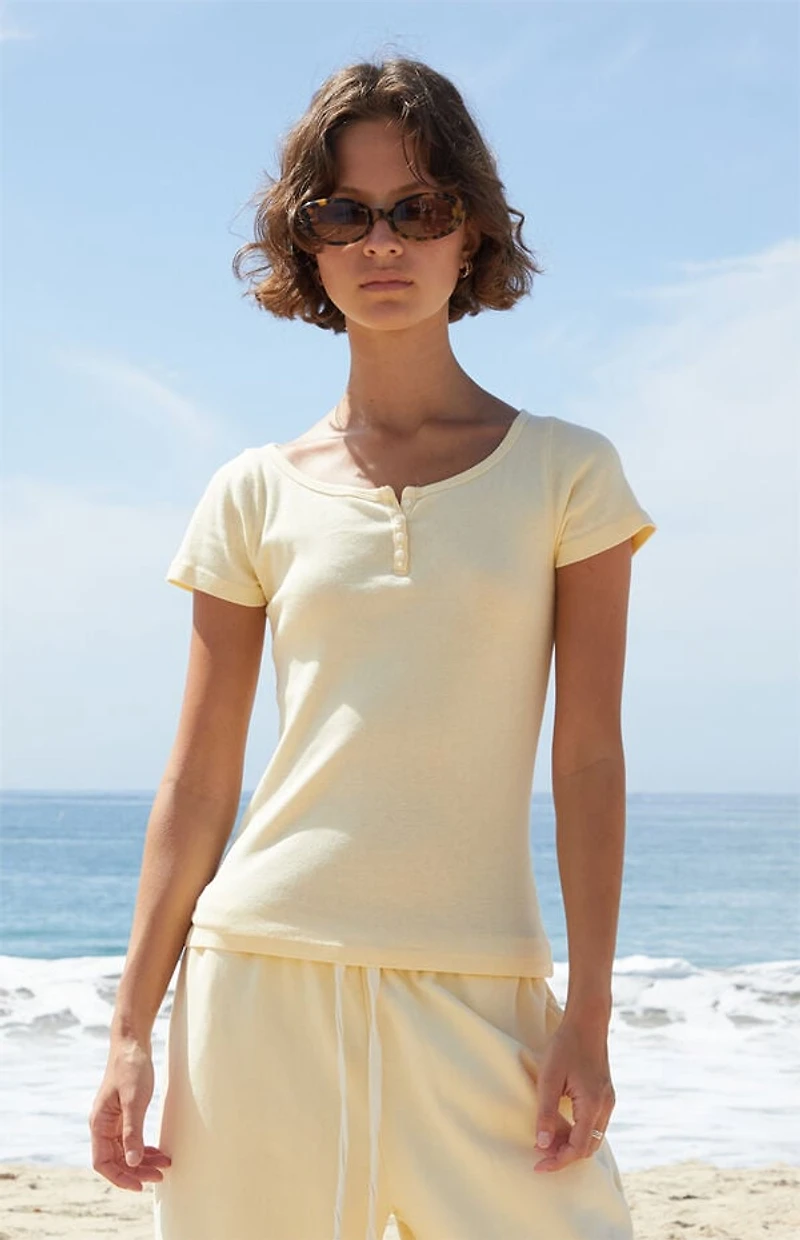 John Galt Yellow Zelly Short Sleeve Top