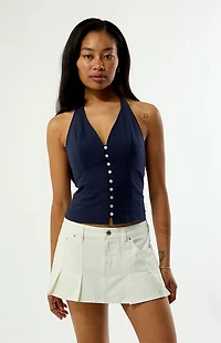 Beverly and Beck Hannah Smocked Tie Halter Top
