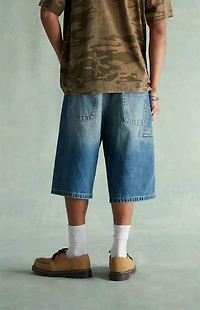 RARE DNM EDIT Tinted Medium Blue Extreme Baggy Denim Shorts