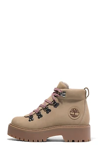 Timberland Women's Beige Nubuck Stone Street Mid Lace-Up Boots