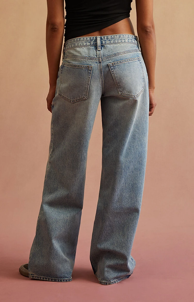 RARE DNM EDIT Light Blue Heart Chain Low Rise Baggy Jeans