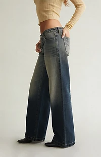 Pacsun Ultimate Low Rise Baggy Jeans Ombre Dark Indigo