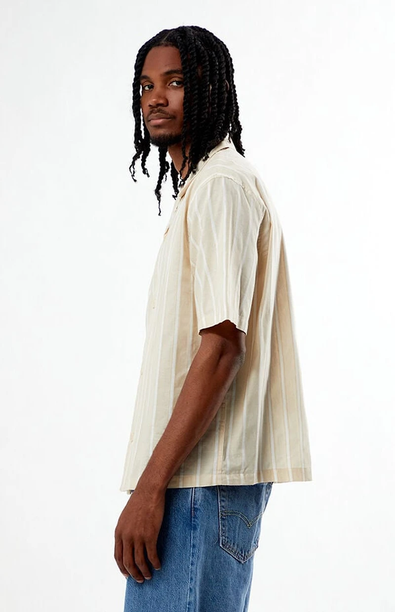 Pacsun Tan Striped Oversized Camp Shirt