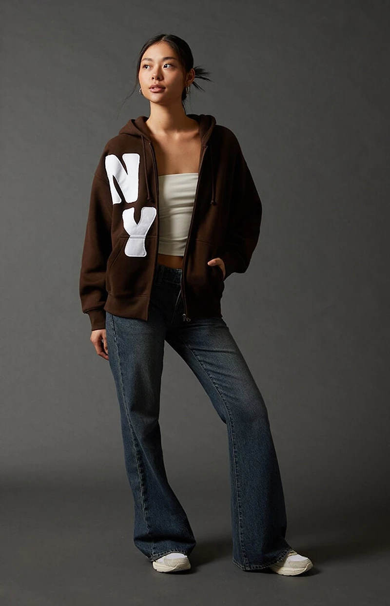 Pacsun Big NY Zip Up Oversized Hoodie