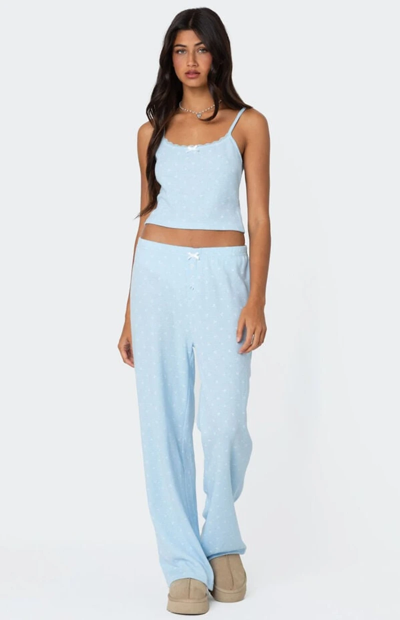 Edikted Petal Printed Waffle Tank Top