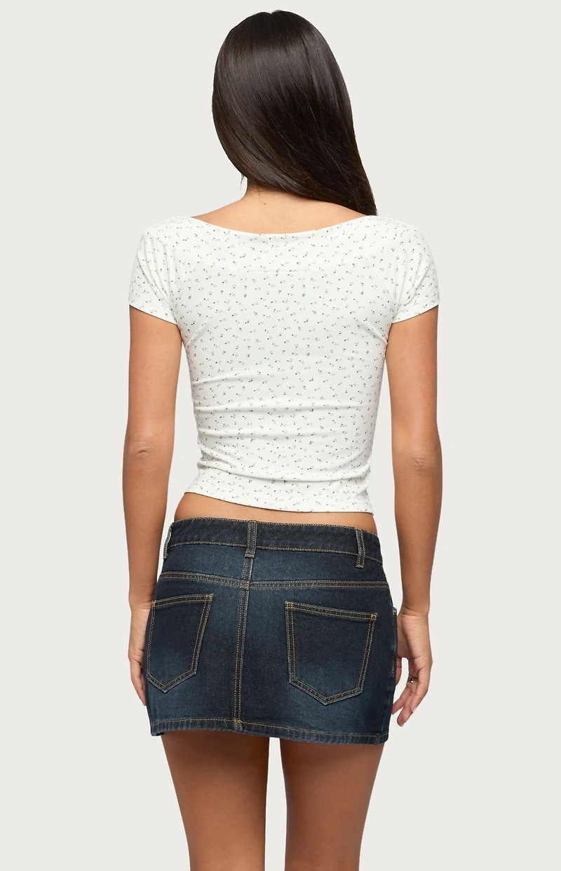 Edikted Raglan Boat Neck Floral Top