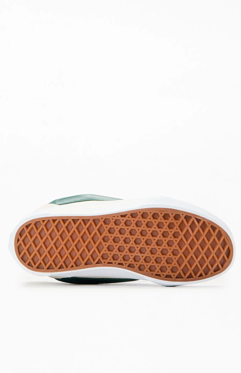 Vans Kids Off White & Green Knu Skool Shoes