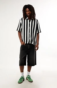 Pacsun Black & White Reece Striped Textured Camp Shirt