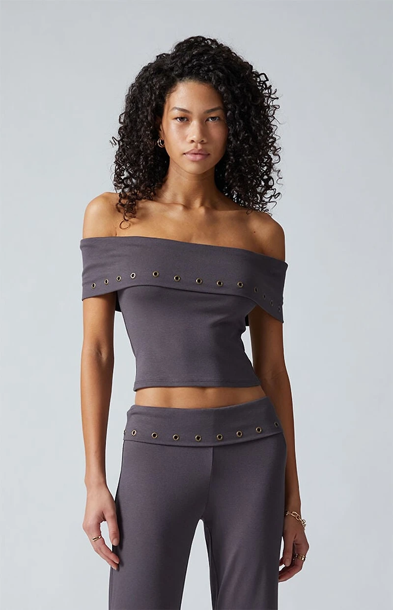 Third Charm Ellie Grommet Off-The-Shoulder Top