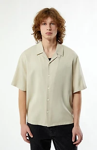 Pacsun Tan Solid Color Oversized Camp Shirt