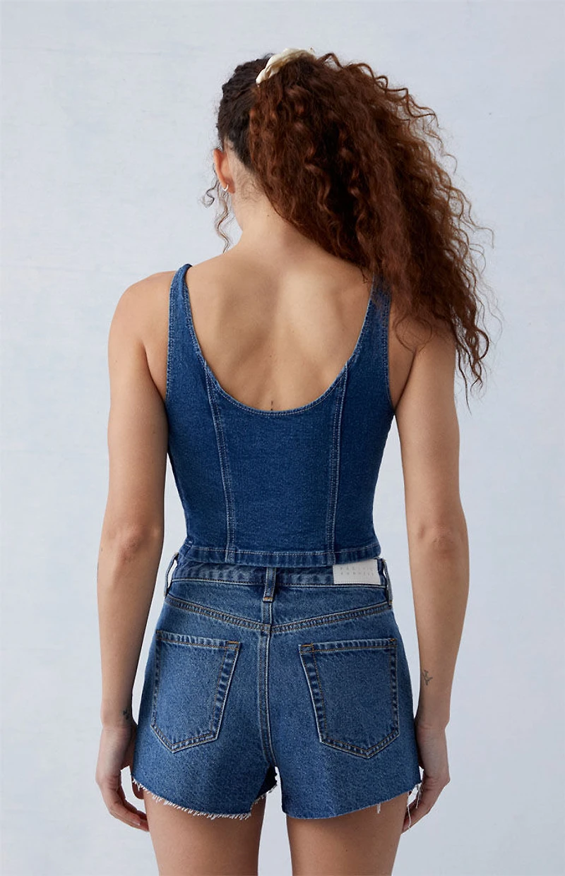 Pacsun Eco Two-Tone Indigo High Waisted Denim Festival Shorts