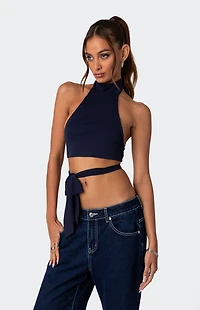 Edikted Hamlin Wrap Tie Crop Top