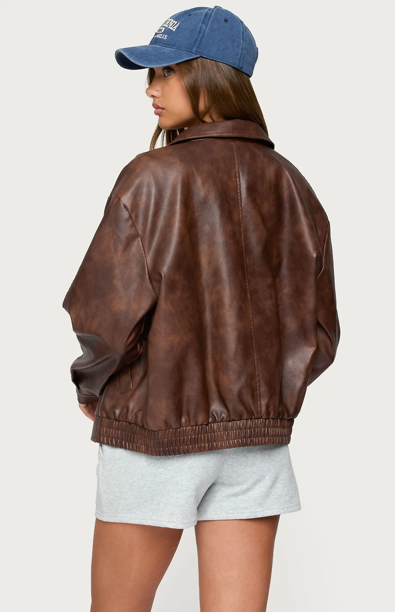 Edikted Ardella Oversized Faux Leather Jacket