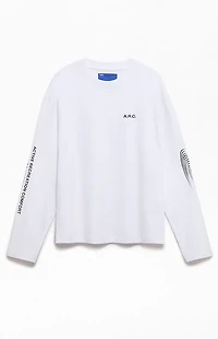 A.R.C. White Channel Oversized Long Sleeve T-Shirt