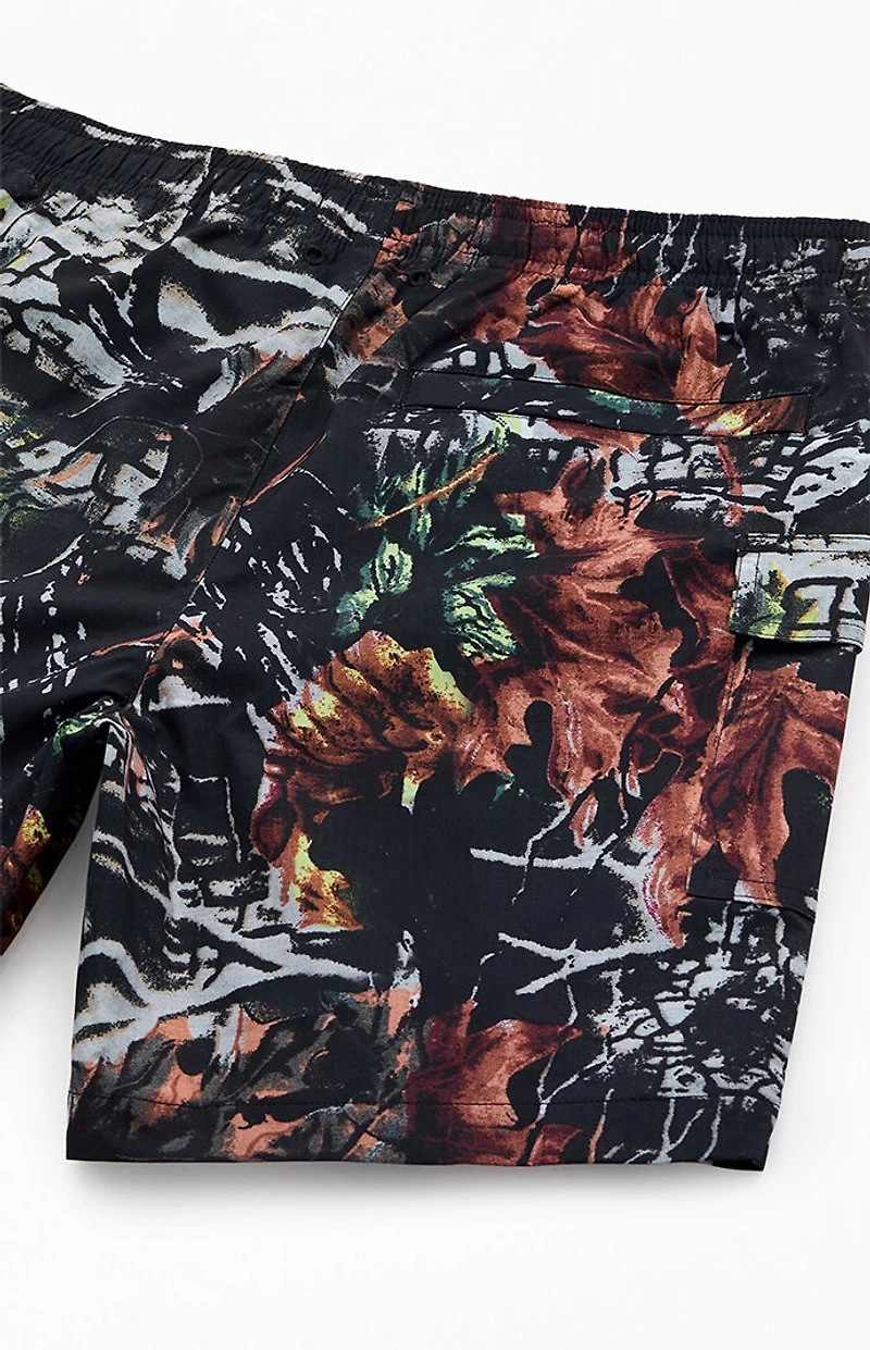 Pacsun Leaf Camo Cargo 6.5" Swim Trunks