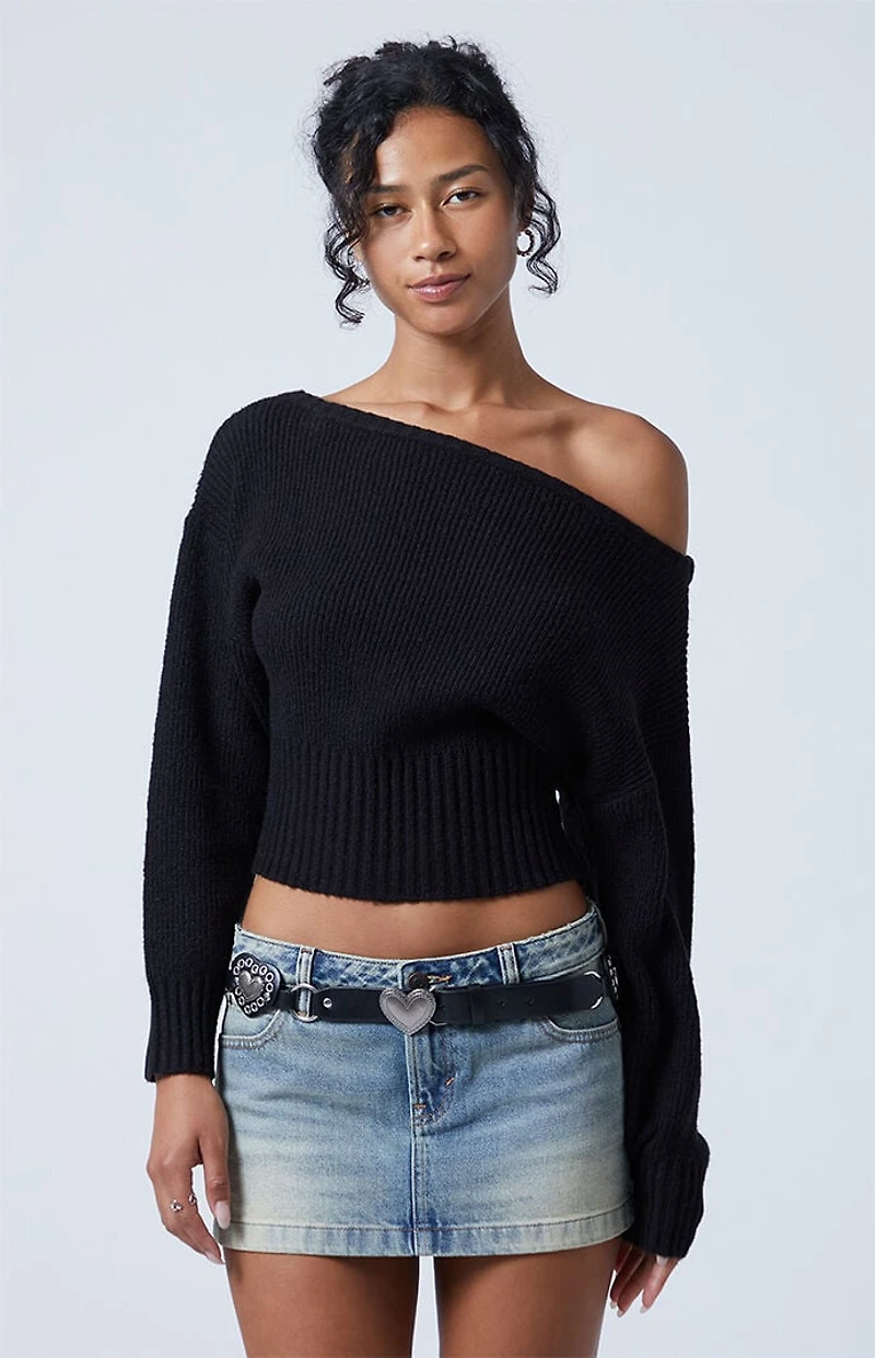 Third Charm Cosette Ribbed Off-The-Shoulder Sweater