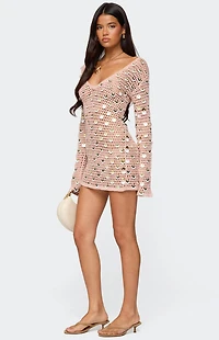 Edikted Corea Sequin Crochet Mini Dress