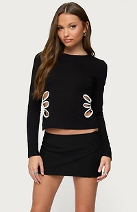 Edikted Contrast Cut Out Long Sleeve Top