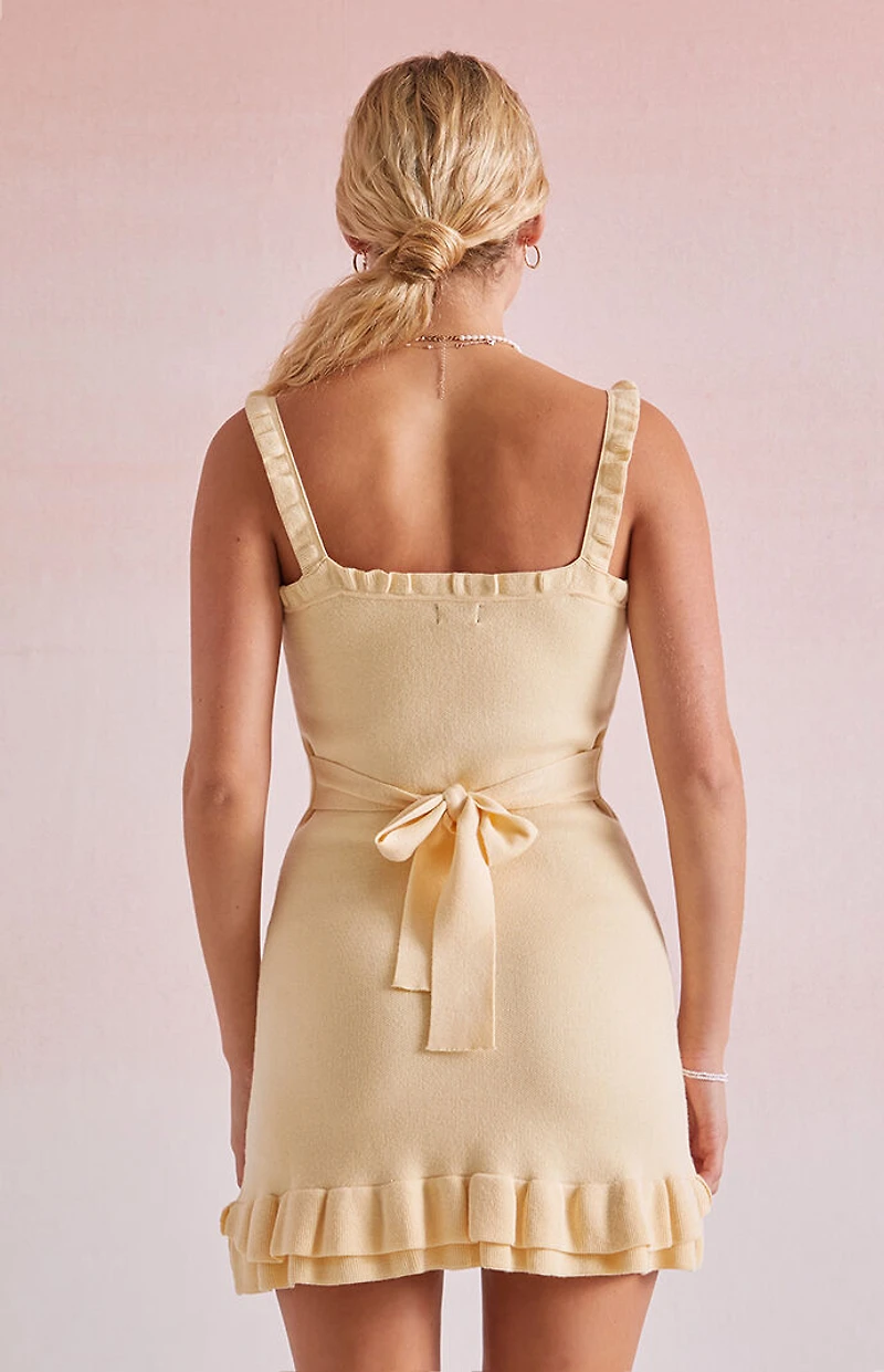 Beverly and Beck Ruffled Mini Sweater Dress