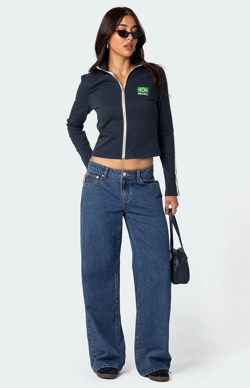 Edikted Brasil Zip Up Sweatshirt