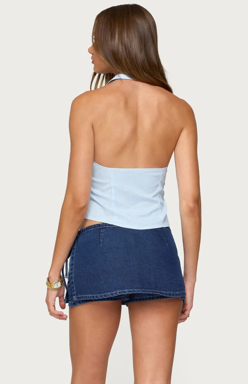 Edikted Debra Tailored Pinstripe Button Up Top