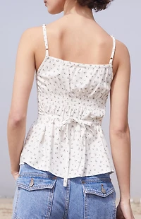 John Galt White & Black Floral Tiffany Tank Top