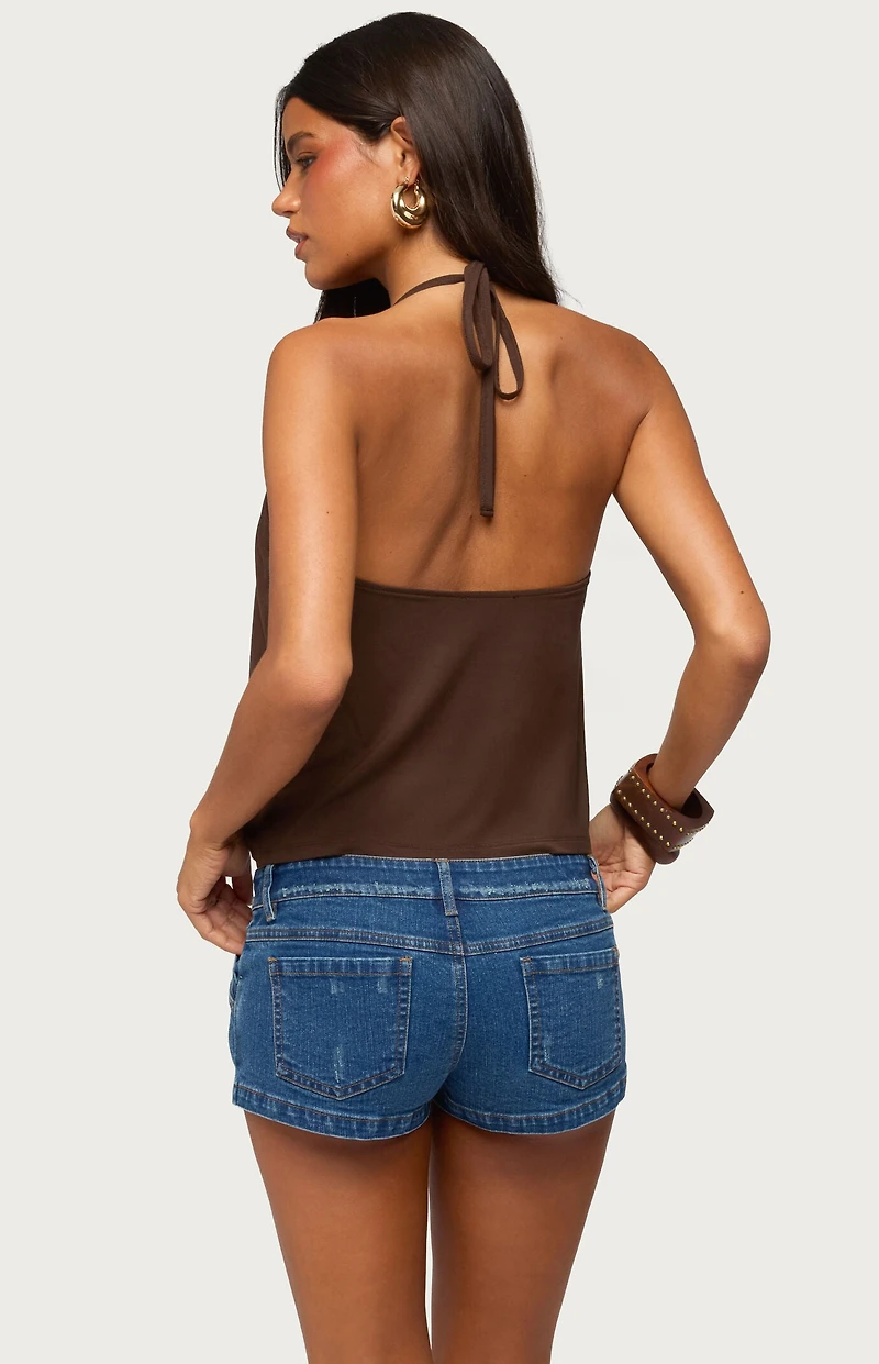 Edikted Gale Wood Disc Halter Top