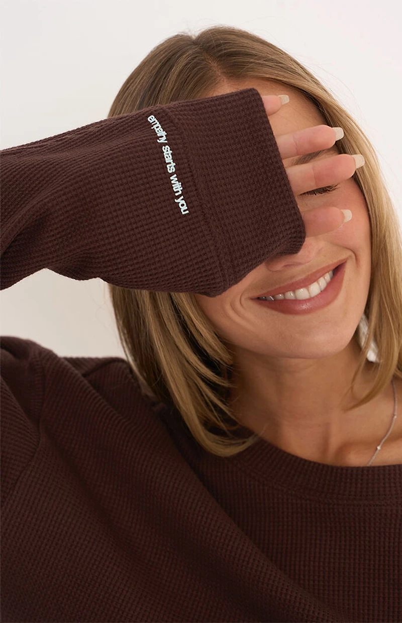 THE MAYFAIR GROUP Empathy Always Waffle Knit Crew Neck Sweatshirt