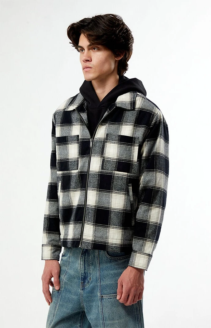 Pacsun Sherpa Plaid Zip Shacket