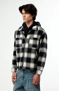 Pacsun Sherpa Plaid Zip Shacket