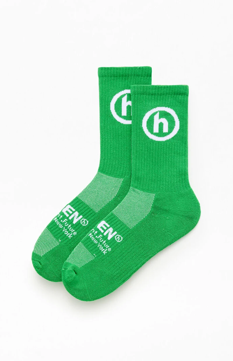 Hidden NY Green & White Classic Crew Socks