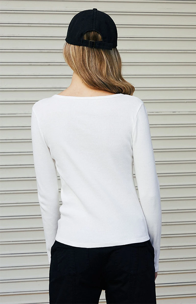 John Galt White Zelly Henley Long Sleeve Top